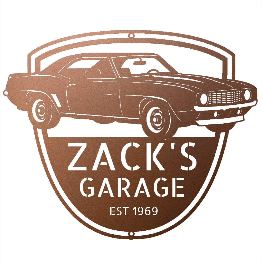 Steel Sign Copper / 12 1969 Camaro Z28 Garage Sign | Personalized Muscle Car Wall Art