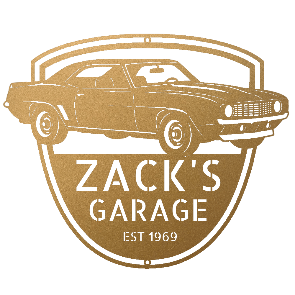 Steel Sign Gold / 12 1969 Camaro Z28 Garage Sign | Personalized Muscle Car Wall Art