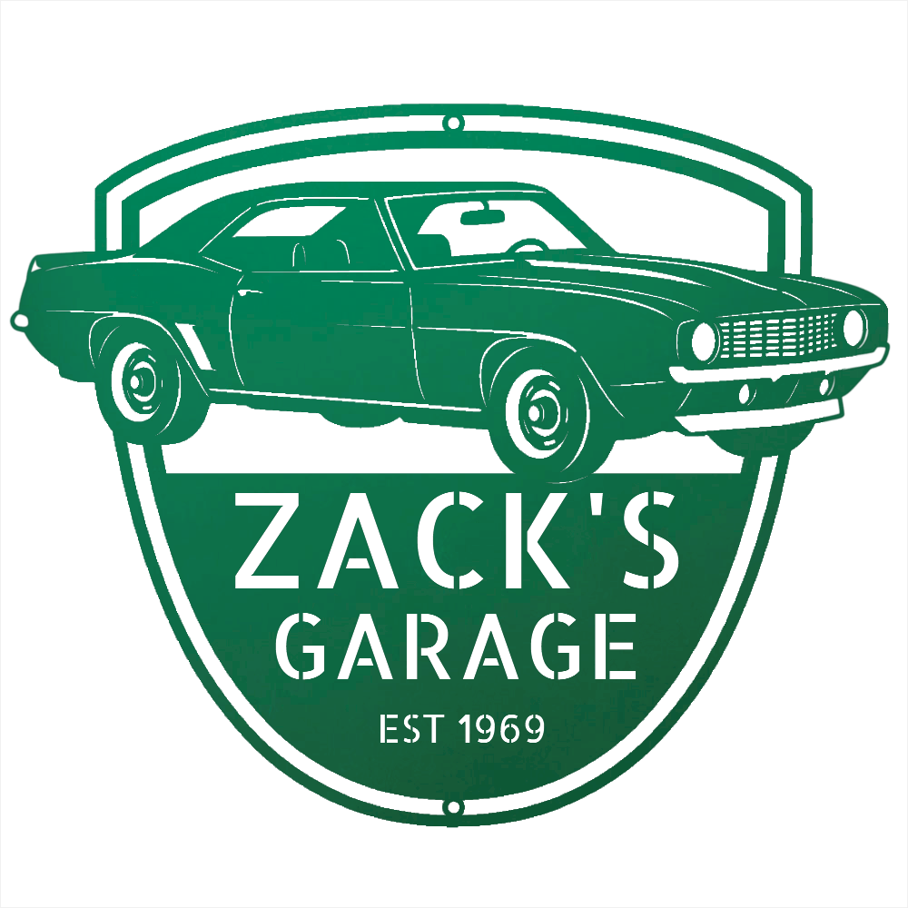 Steel Sign Green / 12 1969 Camaro Z28 Garage Sign | Personalized Muscle Car Wall Art