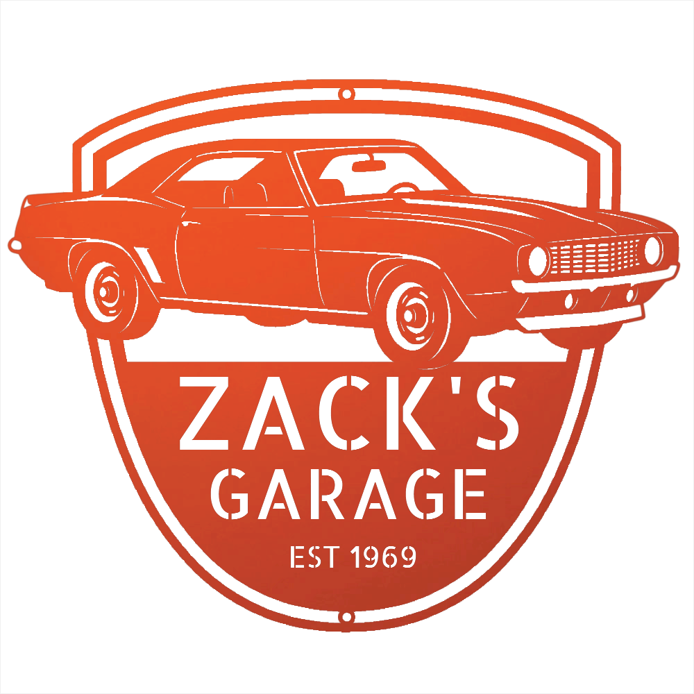 Steel Sign Orange / 12 1969 Camaro Z28 Garage Sign | Personalized Muscle Car Wall Art