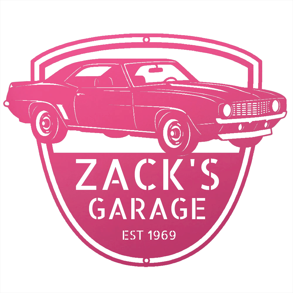 Steel Sign Pink / 12 1969 Camaro Z28 Garage Sign | Personalized Muscle Car Wall Art