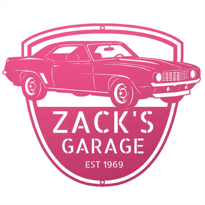 Steel Sign Pink / 12 1969 Camaro Z28 Garage Sign | Personalized Muscle Car Wall Art