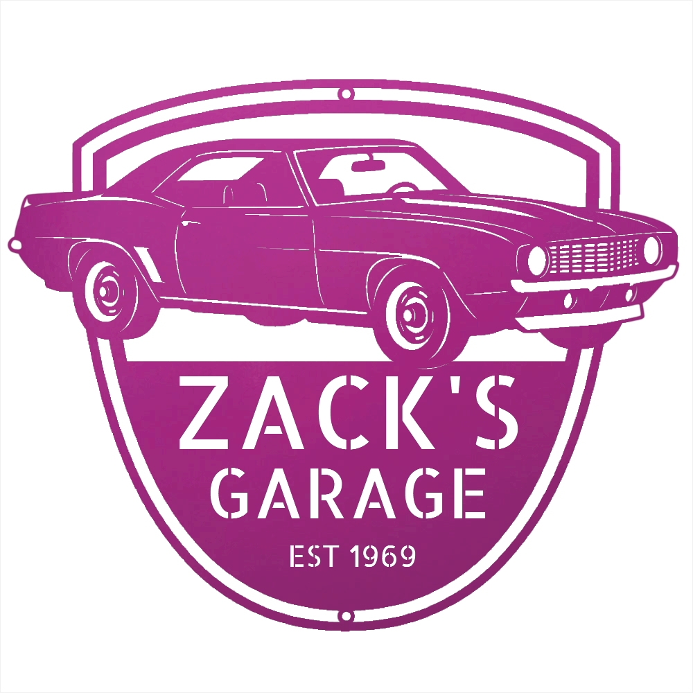 Steel Sign Purple / 12 1969 Camaro Z28 Garage Sign | Personalized Muscle Car Wall Art