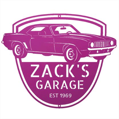 Steel Sign Purple / 12 1969 Camaro Z28 Garage Sign | Personalized Muscle Car Wall Art