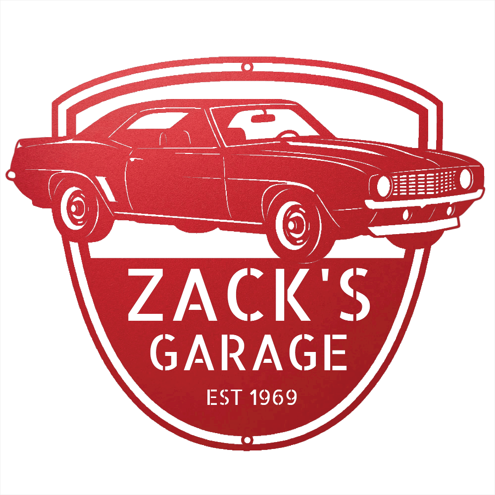 Steel Sign Red / 12 1969 Camaro Z28 Garage Sign | Personalized Muscle Car Wall Art
