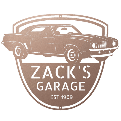 Steel Sign Rose / 12 1969 Camaro Z28 Garage Sign | Personalized Muscle Car Wall Art
