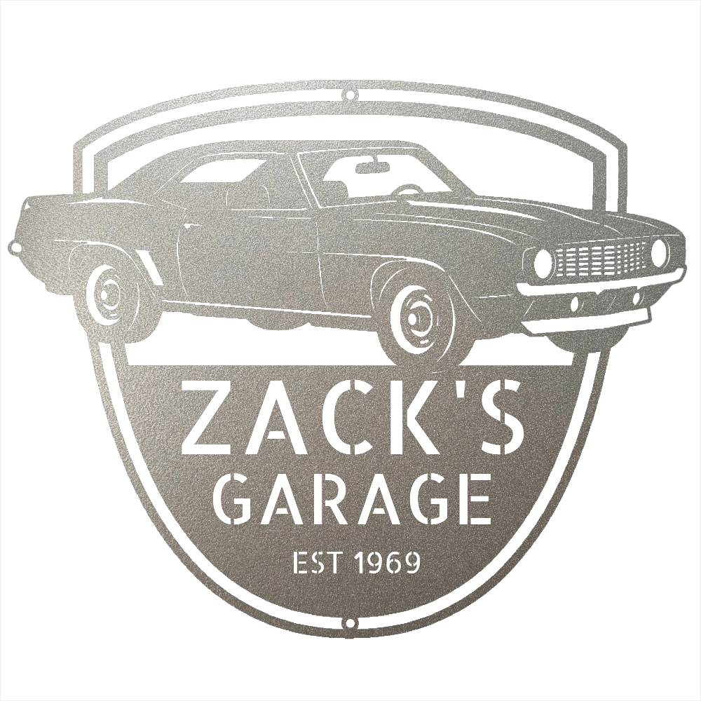 Steel Sign Silver / 12 1969 Camaro Z28 Garage Sign | Personalized Muscle Car Wall Art