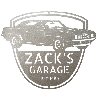 Steel Sign Silver / 12 1969 Camaro Z28 Garage Sign | Personalized Muscle Car Wall Art