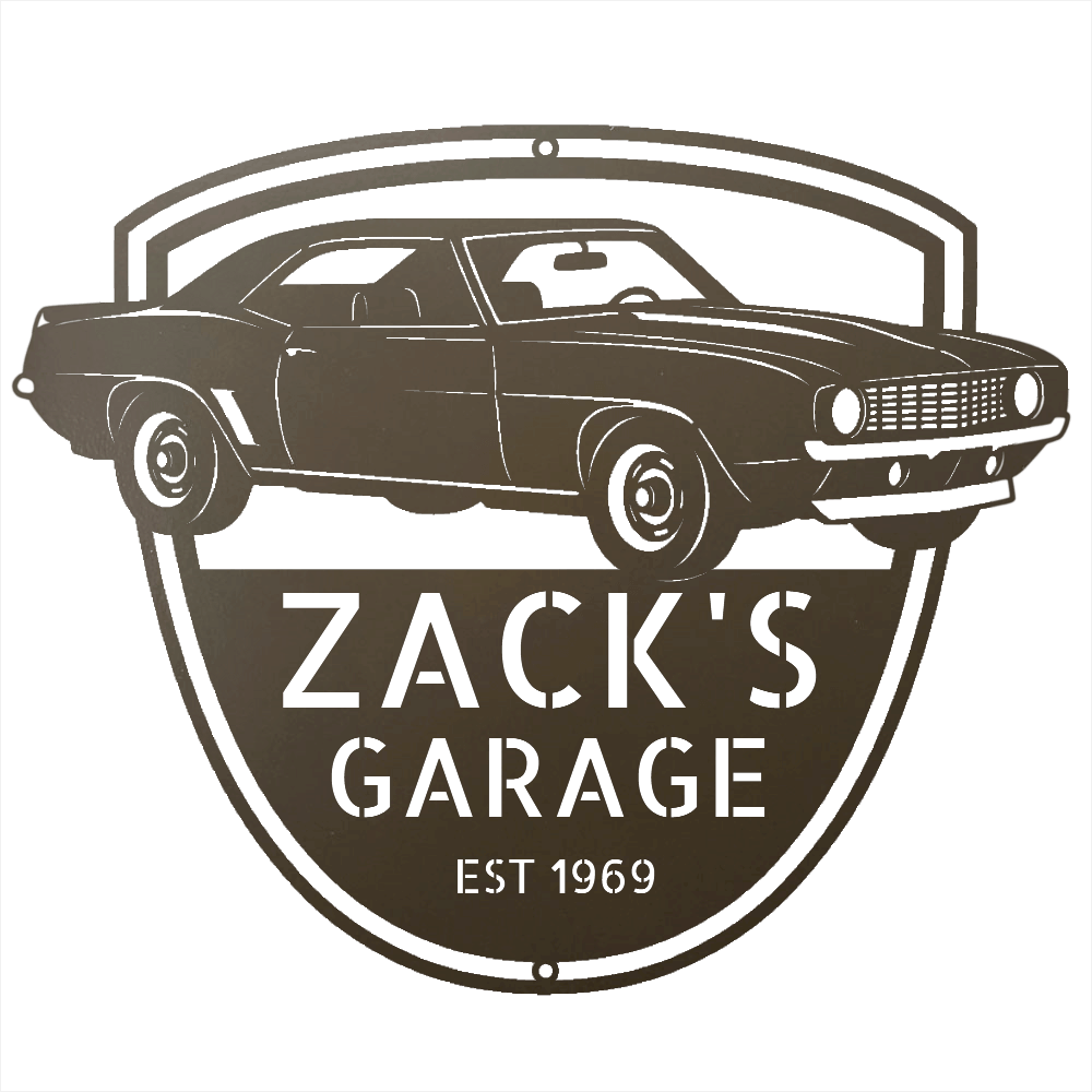 Steel Sign Stone / 12 1969 Camaro Z28 Garage Sign | Personalized Muscle Car Wall Art