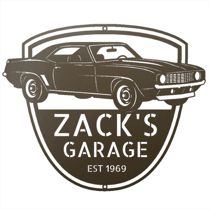 Steel Sign Stone / 12 1969 Camaro Z28 Garage Sign | Personalized Muscle Car Wall Art