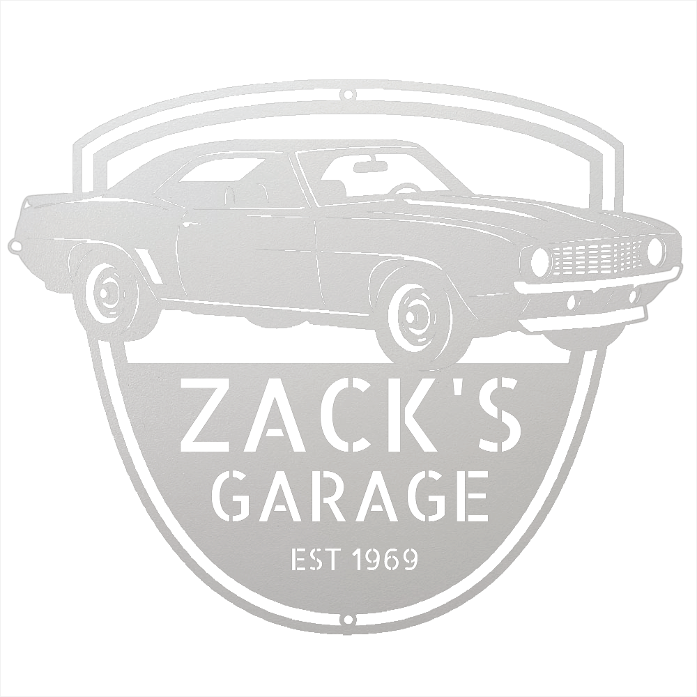 Steel Sign White / 12 1969 Camaro Z28 Garage Sign | Personalized Muscle Car Wall Art