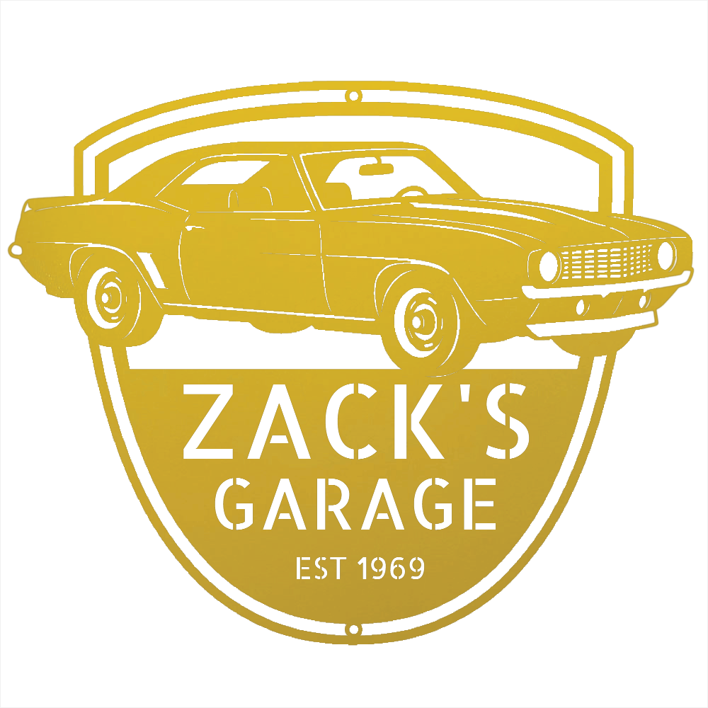 Steel Sign Yellow / 12 1969 Camaro Z28 Garage Sign | Personalized Muscle Car Wall Art