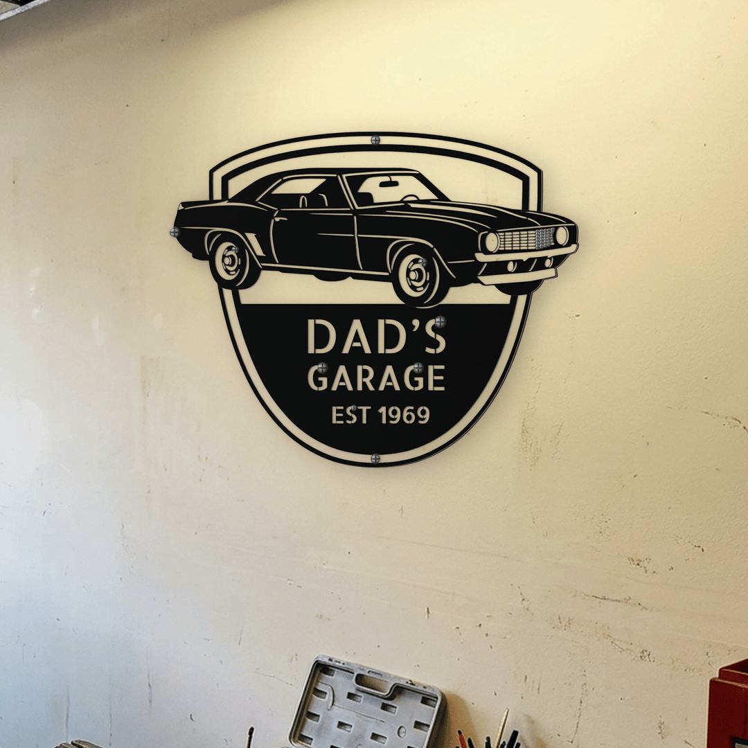 Steel Sign 1969 Camaro Z28 Garage Sign | Personalized Muscle Car Wall Art