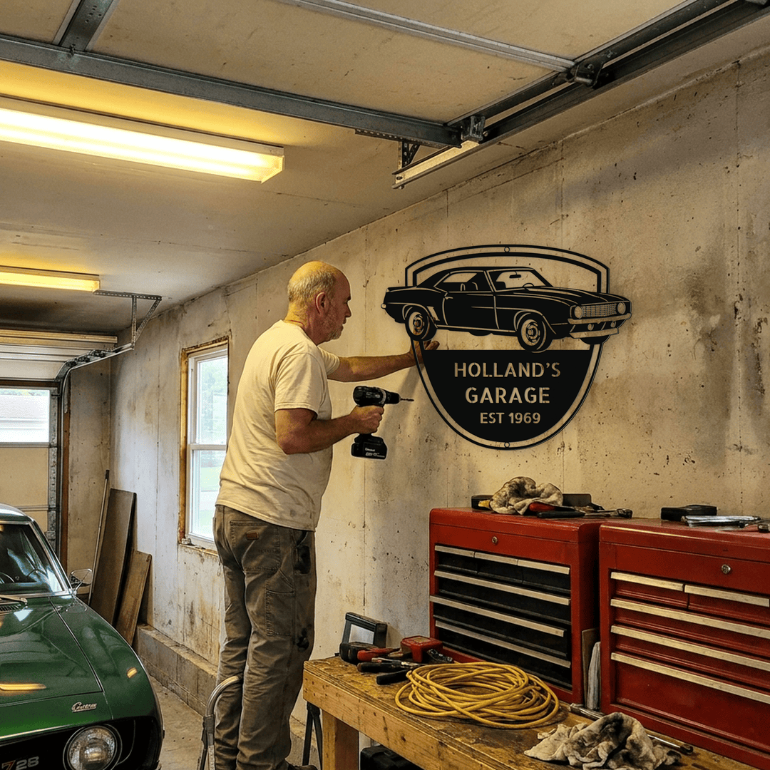 Steel Sign 1969 Camaro Z28 Garage Sign | Personalized Muscle Car Wall Art