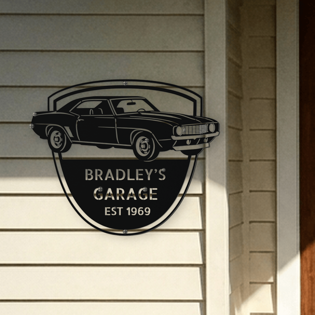Steel Sign 1969 Camaro Z28 Garage Sign | Personalized Muscle Car Wall Art