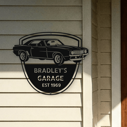 Steel Sign 1969 Camaro Z28 Garage Sign | Personalized Muscle Car Wall Art