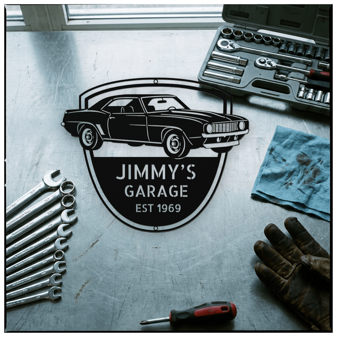 Steel Sign 1969 Camaro Z28 Garage Sign | Personalized Muscle Car Wall Art