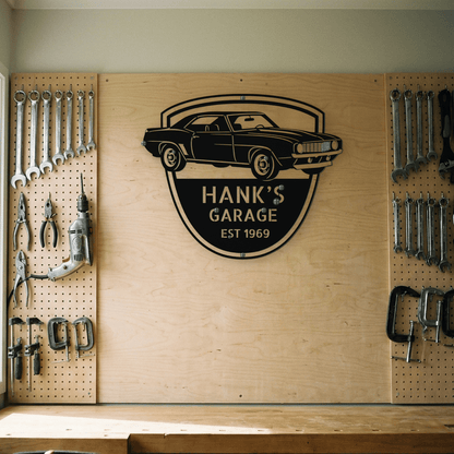 Steel Sign 1969 Camaro Z28 Garage Sign | Personalized Muscle Car Wall Art