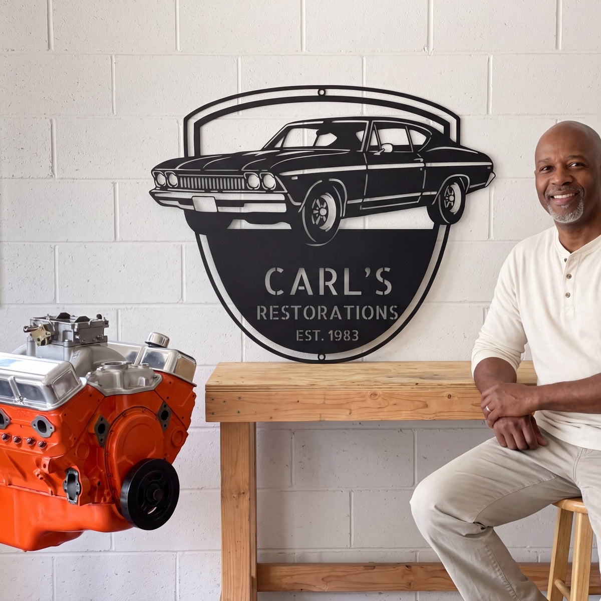 Steel Sign 1969 Chevelle Garage Sign | Personalized Metal Name Sign