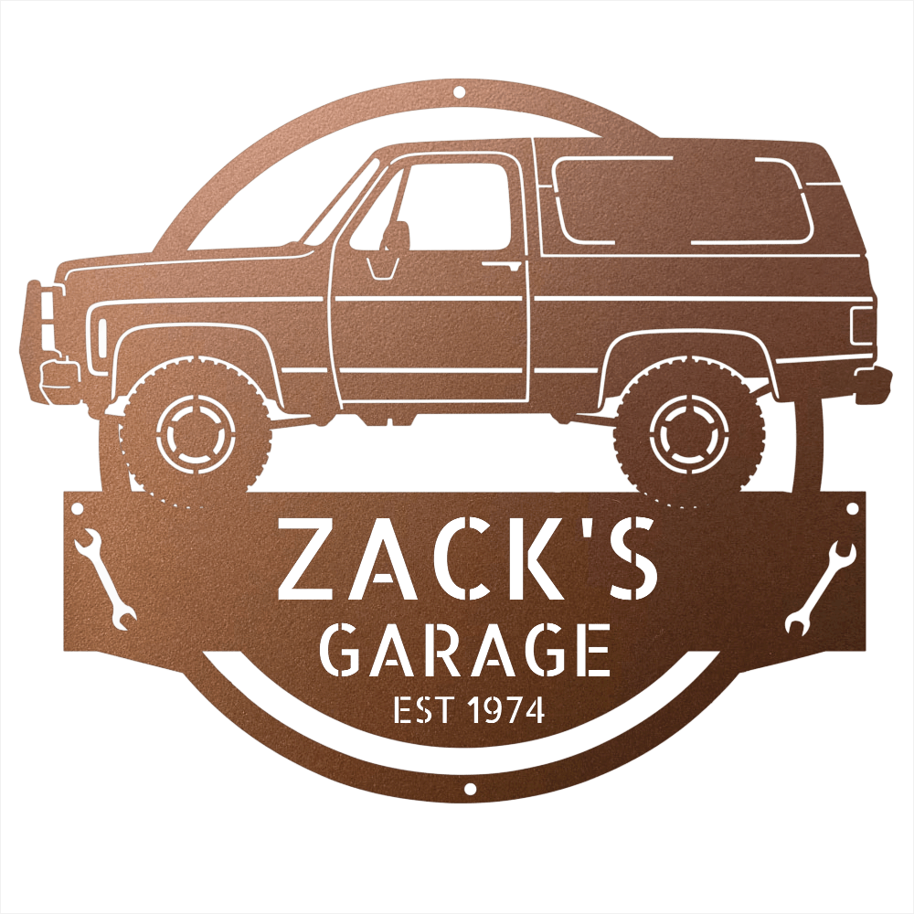 Steel Sign Copper / 12 1973 Chevrolet K5 Blazer Garage Sign | Personalized Squarebody Sign
