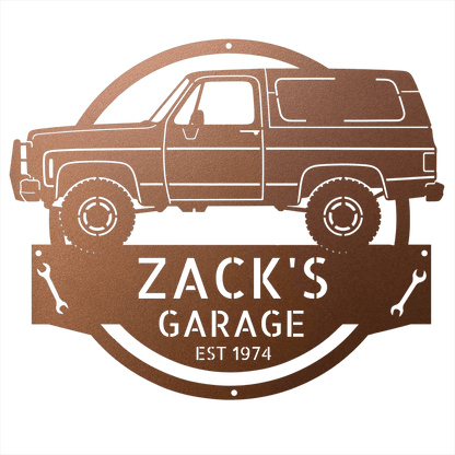 Steel Sign Copper / 12 1973 Chevrolet K5 Blazer Garage Sign | Personalized Squarebody Sign