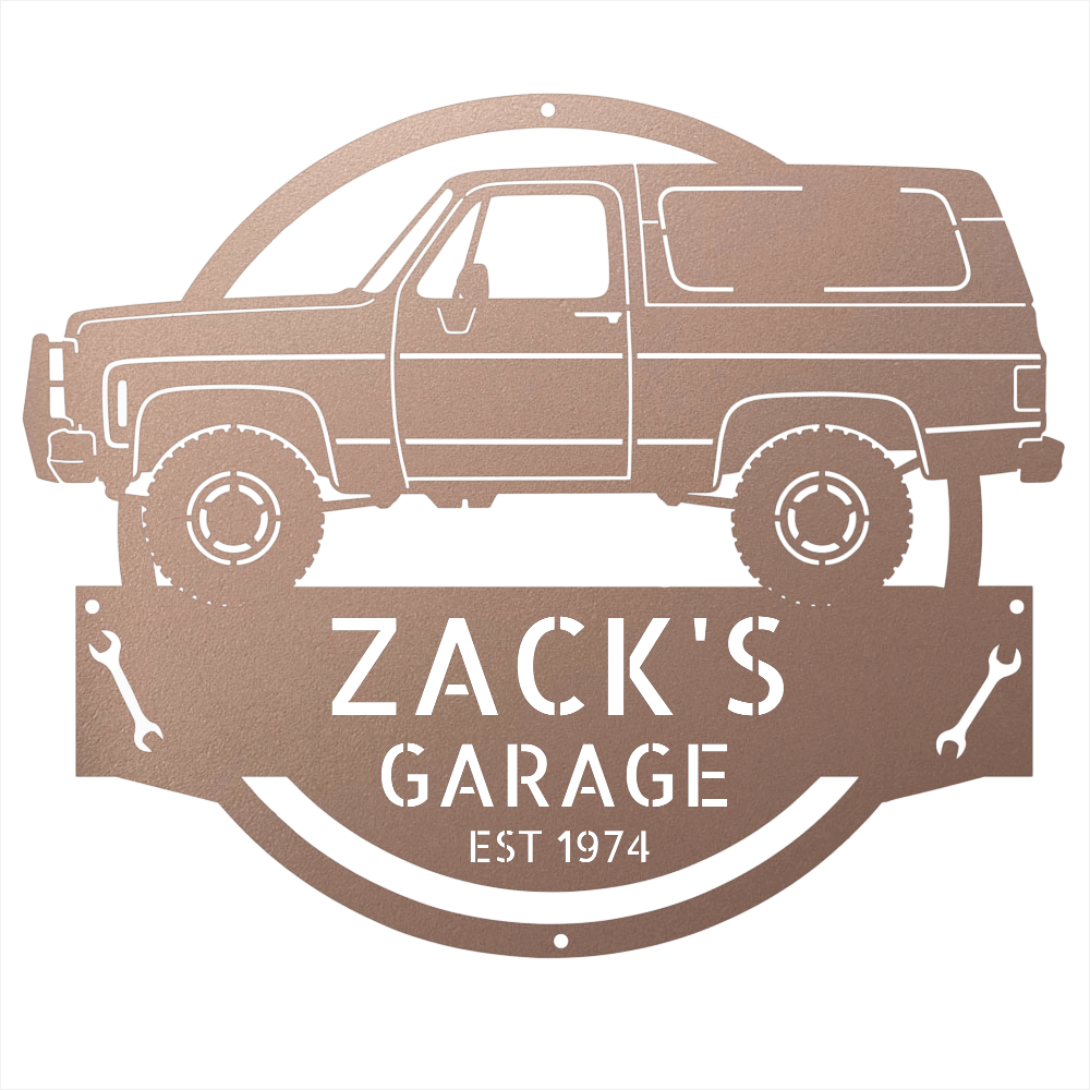Steel Sign Rose / 12 1973 Chevrolet K5 Blazer Garage Sign | Personalized Squarebody Sign