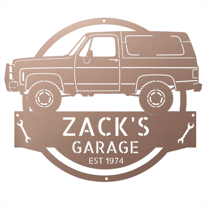 Steel Sign Rose / 12 1973 Chevrolet K5 Blazer Garage Sign | Personalized Squarebody Sign
