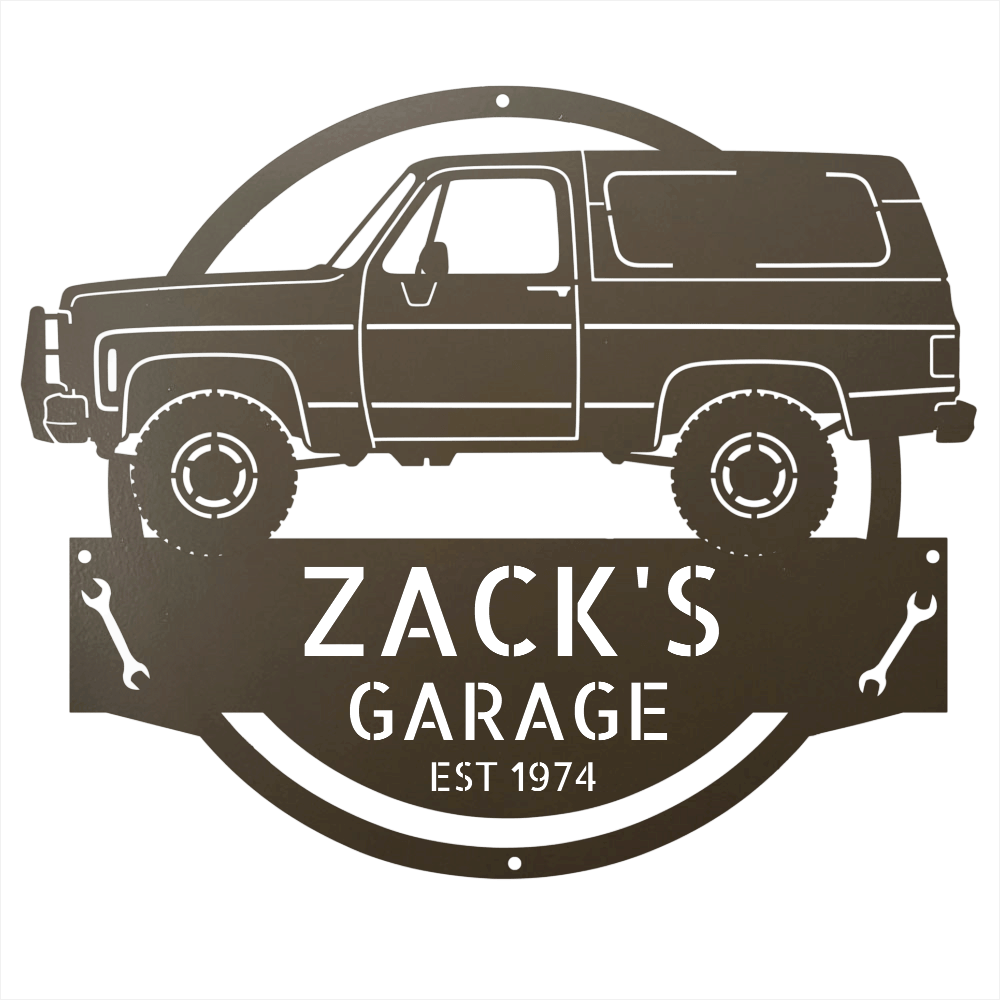 Steel Sign Stone / 12 1973 Chevrolet K5 Blazer Garage Sign | Personalized Squarebody Sign