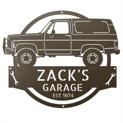 Steel Sign Stone / 12 1973 Chevrolet K5 Blazer Garage Sign | Personalized Squarebody Sign
