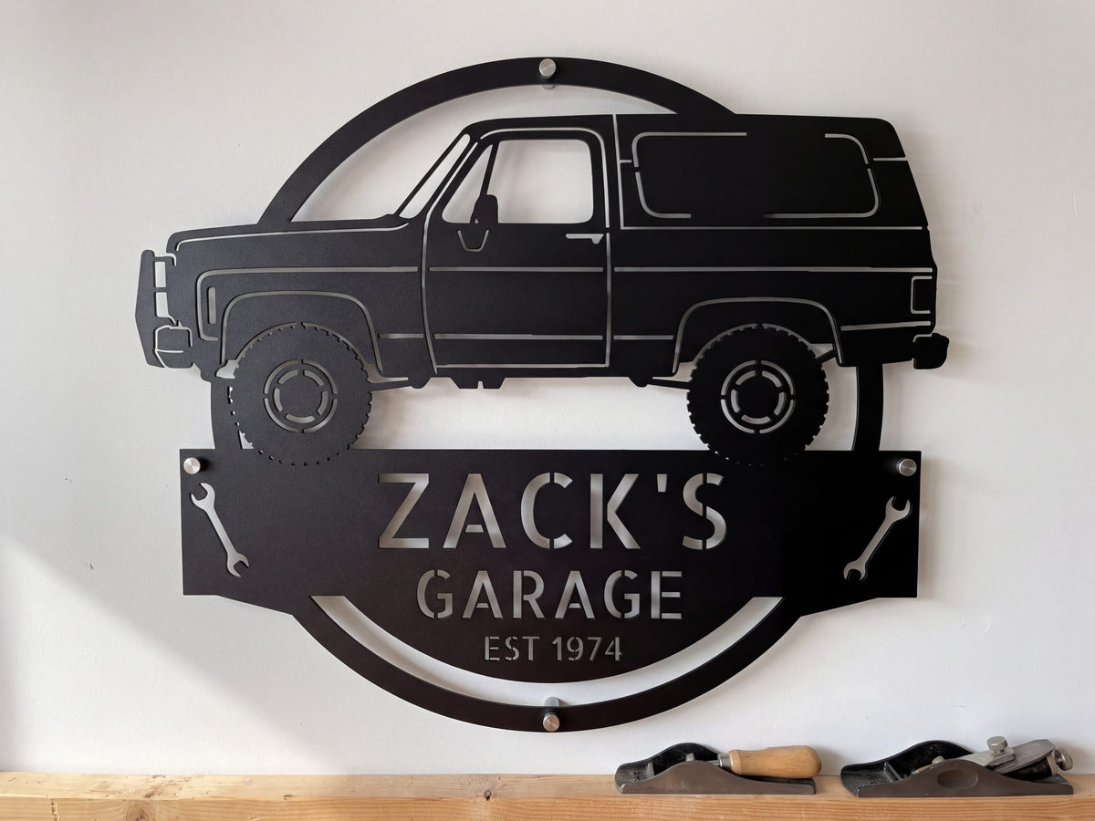Steel Sign 1973 Chevrolet K5 Blazer Garage Sign | Personalized Squarebody Sign