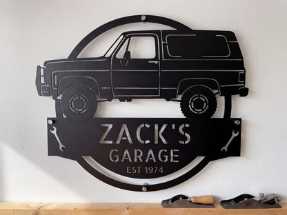 Steel Sign 1973 Chevrolet K5 Blazer Garage Sign | Personalized Squarebody Sign