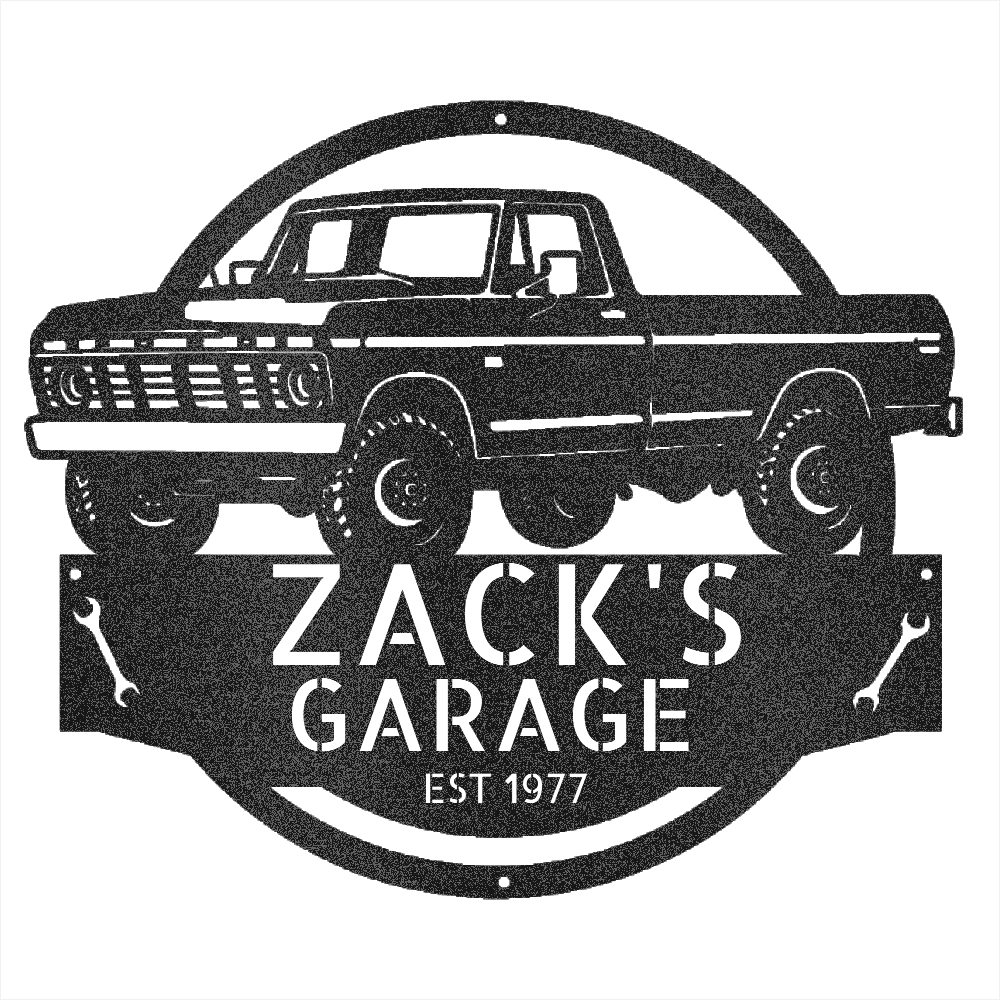 Steel Sign Black / 12 1973 Ford F-100 Dad’s Garage Metal Sign – Classic Truck Wall Art for Dad’s Workshop