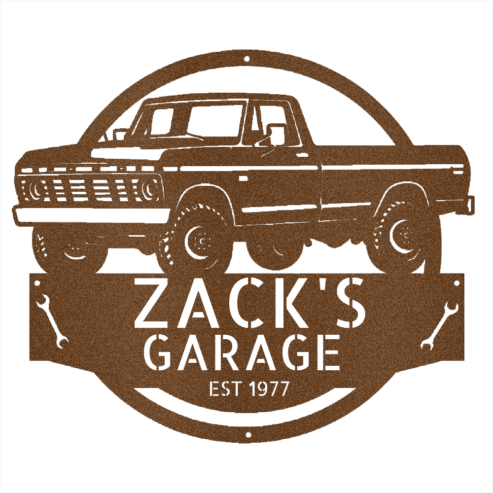 Steel Sign Copper / 12 1973 Ford F-100 Dad’s Garage Metal Sign – Classic Truck Wall Art for Dad’s Workshop