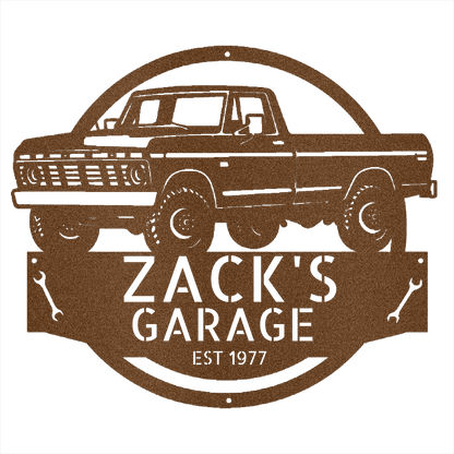 Steel Sign Copper / 12 1973 Ford F-100 Dad’s Garage Metal Sign – Classic Truck Wall Art for Dad’s Workshop