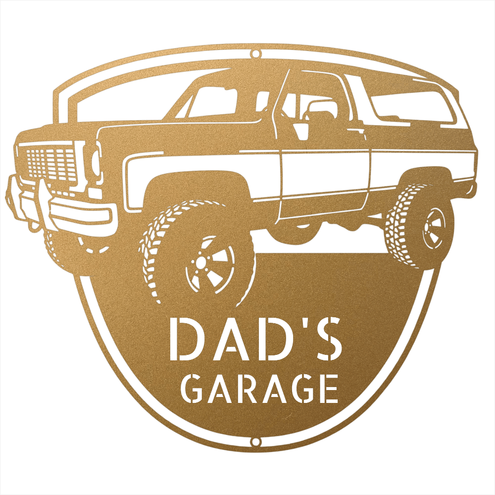 Steel Sign Gold / 12 1973 K5 Blazer Metal Sign | Personalized Front View Garage Sign