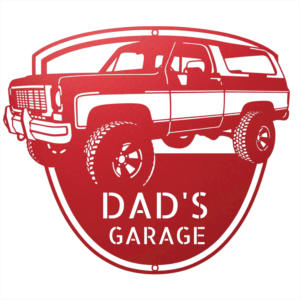 Steel Sign Red / 12 1973 K5 Blazer Metal Sign | Personalized Front View Garage Sign