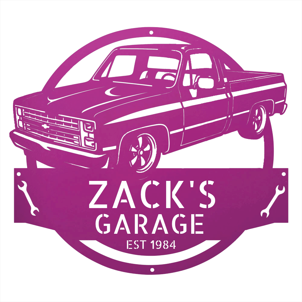 Steel Sign Purple / 12 1984 C10 Squarebody Garage Sign | Personalized Truck Metal Art