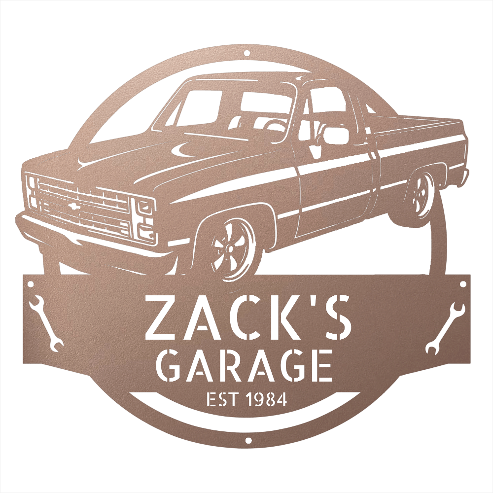 Steel Sign Rose / 12 1984 C10 Squarebody Garage Sign | Personalized Truck Metal Art