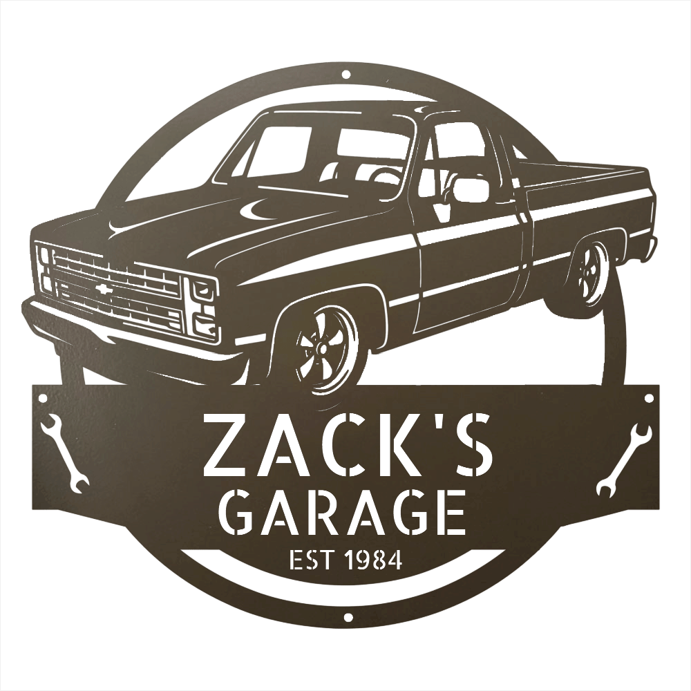 Steel Sign Stone / 12 1984 C10 Squarebody Garage Sign | Personalized Truck Metal Art