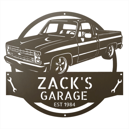 Steel Sign Stone / 12 1984 C10 Squarebody Garage Sign | Personalized Truck Metal Art
