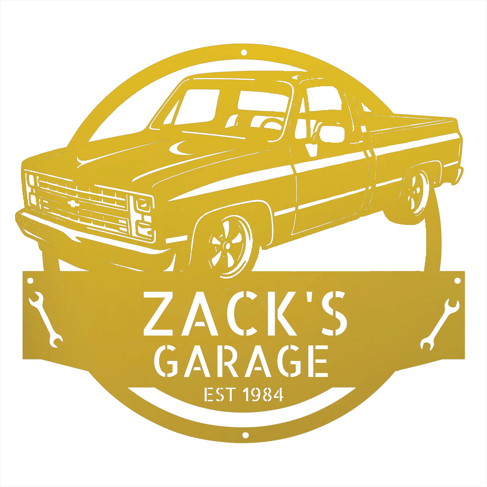 Steel Sign Yellow / 12 1984 C10 Squarebody Garage Sign | Personalized Truck Metal Art