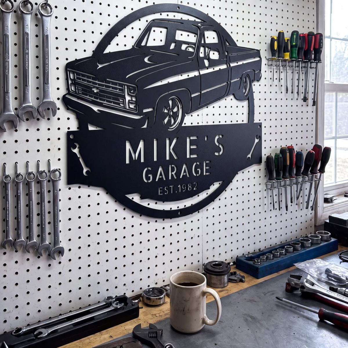 Steel Sign 1984 C10 Squarebody Garage Sign | Personalized Truck Metal Art