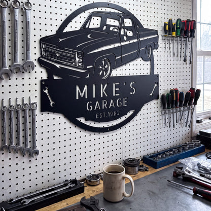 Steel Sign 1984 C10 Squarebody Garage Sign | Personalized Truck Metal Art