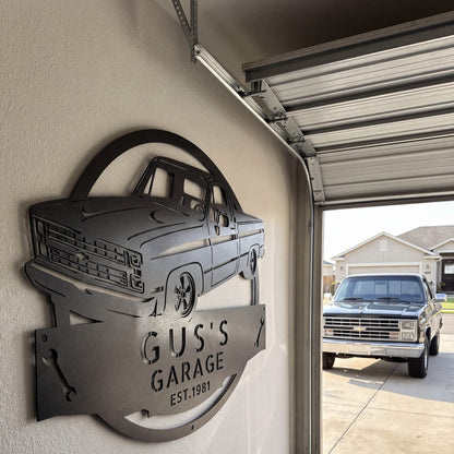 Steel Sign 1984 C10 Squarebody Garage Sign | Personalized Truck Metal Art
