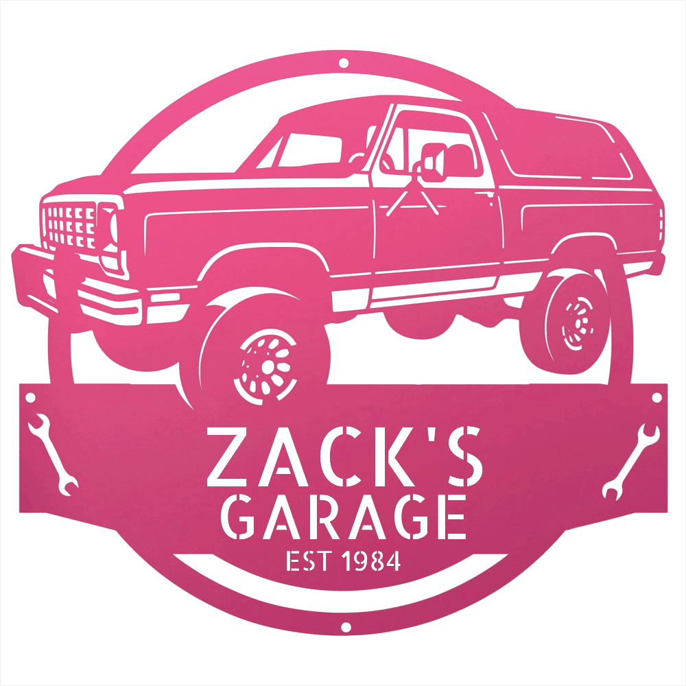 Steel Sign Pink / 12 1984 Dodge Ram Charger