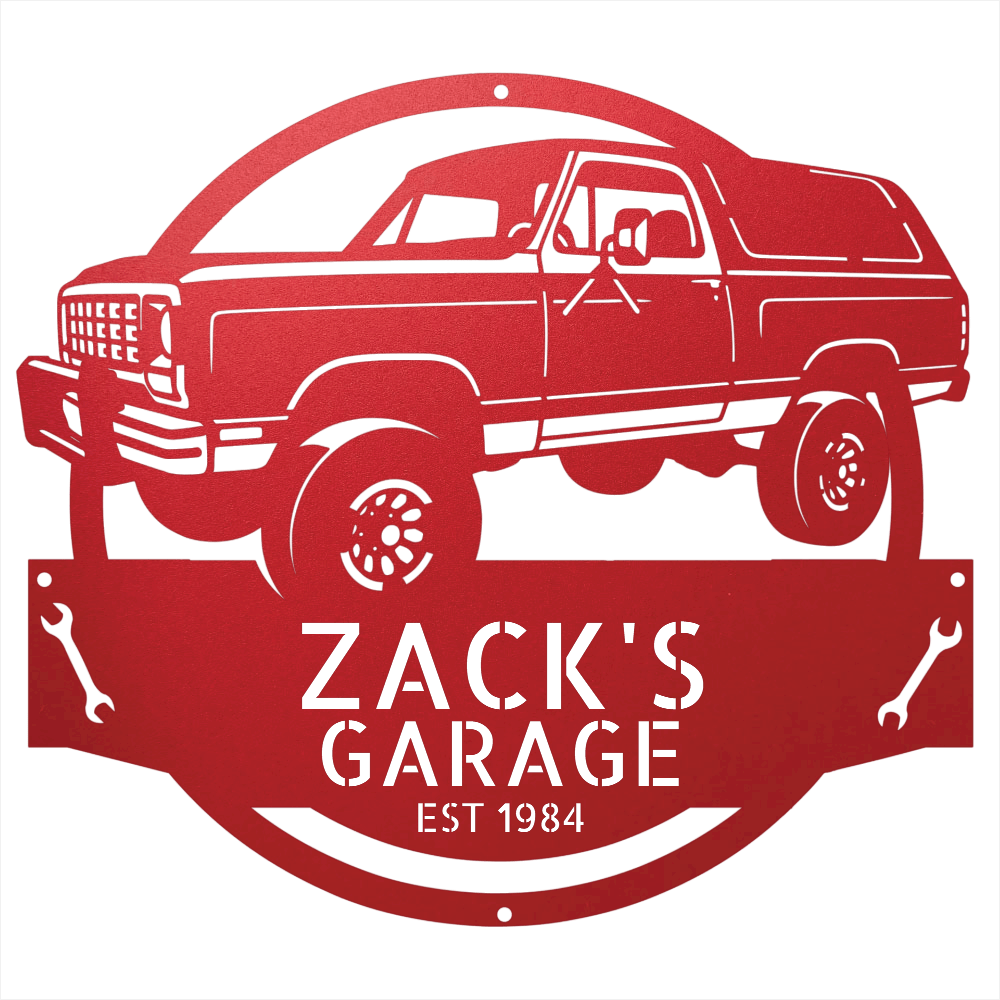 Steel Sign Red / 12 1984 Dodge Ram Charger