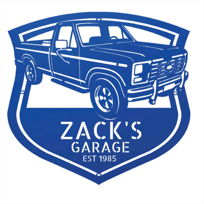 Steel Sign Blue / 12 1986 Ford F-150 Bullnose Metal Sign | Personalized Garage Wall Art