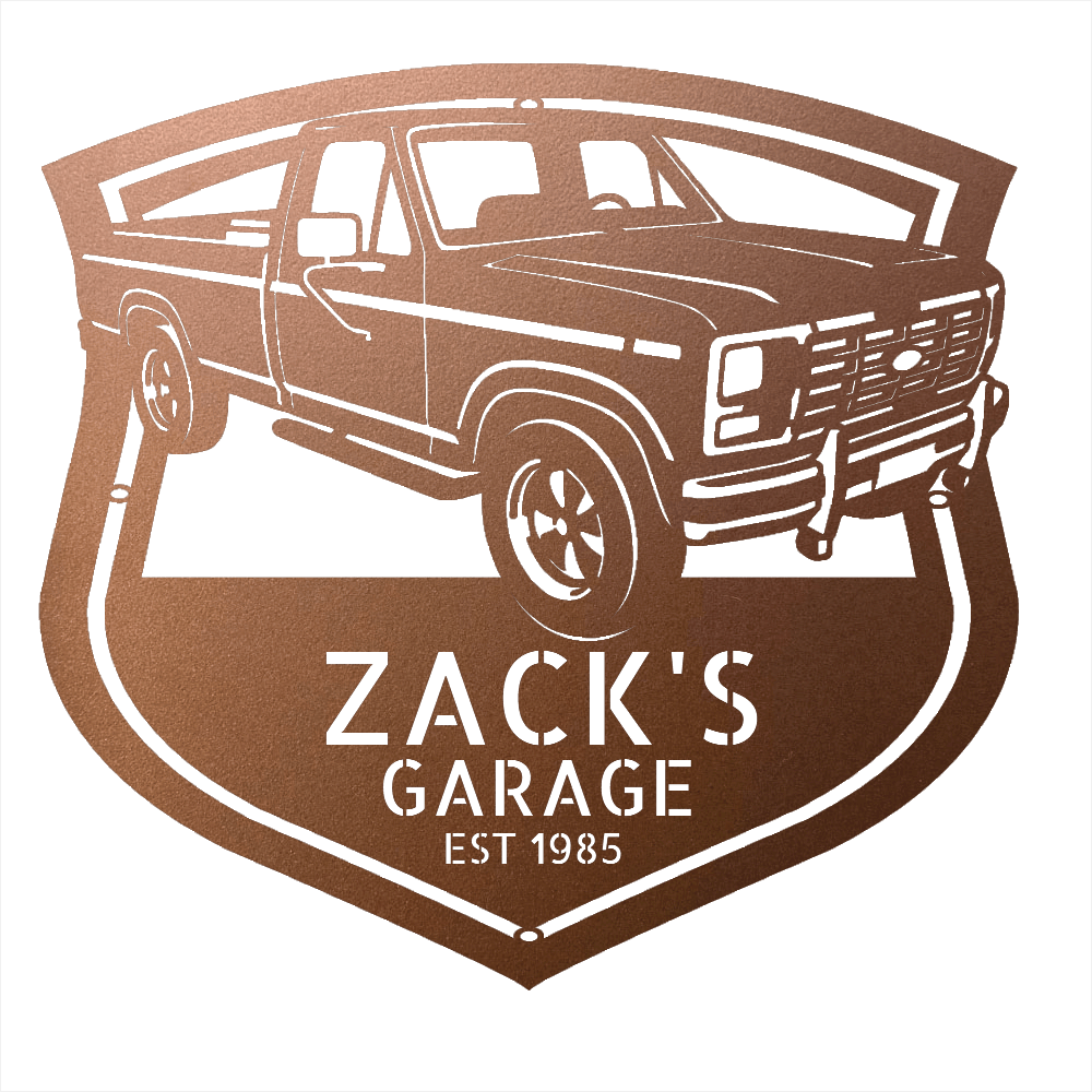 Steel Sign Copper / 12 1986 Ford F-150 Bullnose Metal Sign | Personalized Garage Wall Art