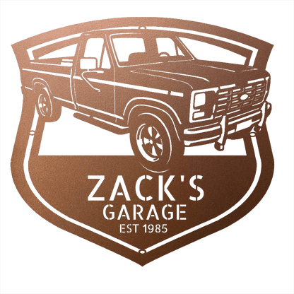Steel Sign Copper / 12 1986 Ford F-150 Bullnose Metal Sign | Personalized Garage Wall Art