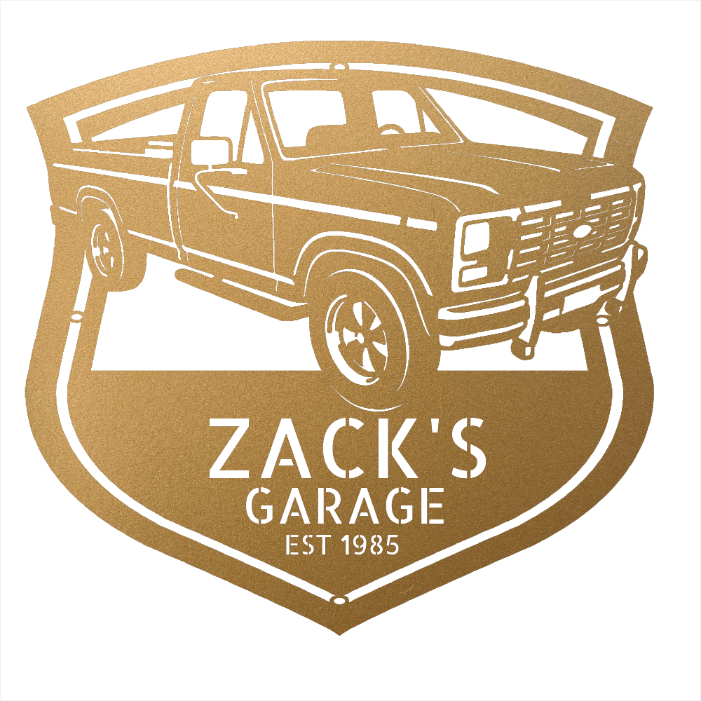 Steel Sign Gold / 12 1986 Ford F-150 Bullnose Metal Sign | Personalized Garage Wall Art